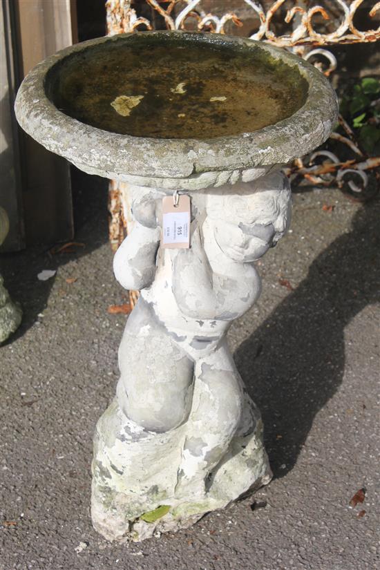 Cherub bird bath